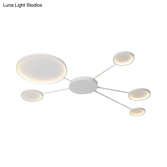 Modern Spoke Design Led Flush Mount Acrylic Ceiling Light In Black/White – Warm/White Illumination