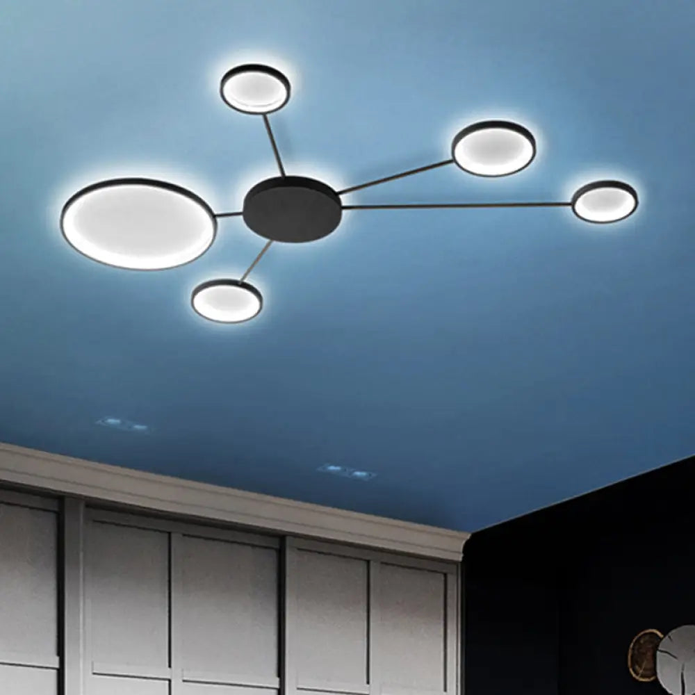 Modern Spoke Design Led Flush Mount Acrylic Ceiling Light In Black/White – Warm/White