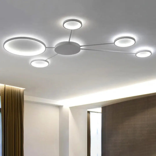 Modern Spoke Design Led Flush Mount Acrylic Ceiling Light In Black/White – Warm/White