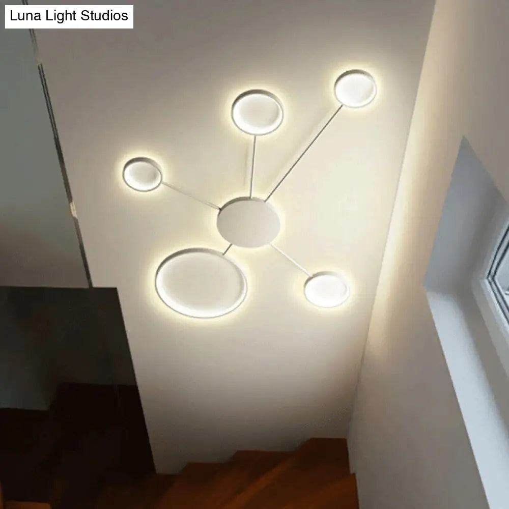 Modern Spoke Design Led Flush Mount Acrylic Ceiling Light In Black/White Warm/White Illumination