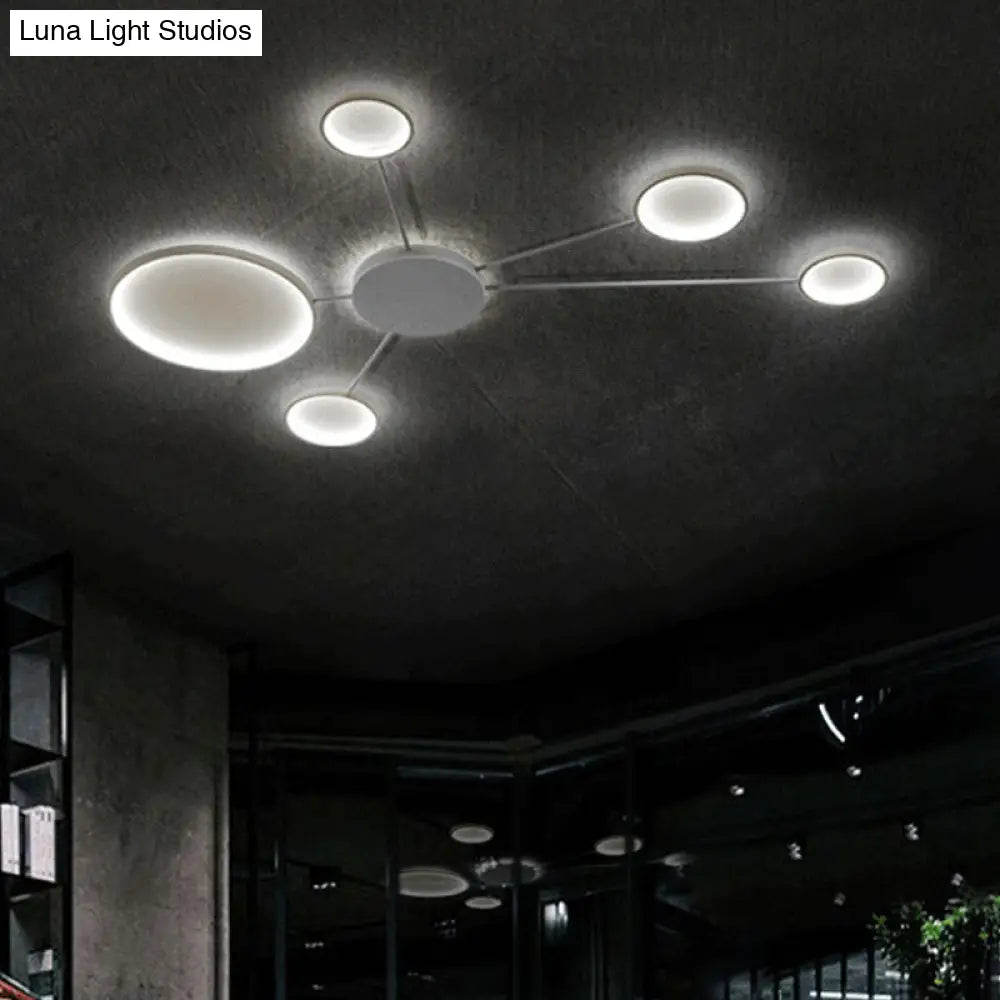 Modern Spoke Design Led Flush Mount Acrylic Ceiling Light In Black/White – Warm/White Illumination