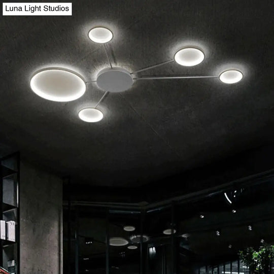 Modern Spoke Design Led Flush Mount Acrylic Ceiling Light In Black/White – Warm/White Illumination