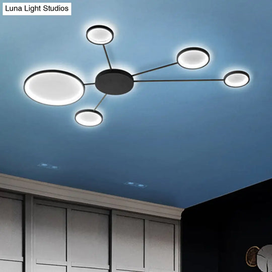 Modern Spoke Design Led Flush Mount Acrylic Ceiling Light In Black/White Warm/White Illumination