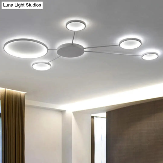 Modern Spoke Design Led Flush Mount Acrylic Ceiling Light In Black/White Warm/White Illumination