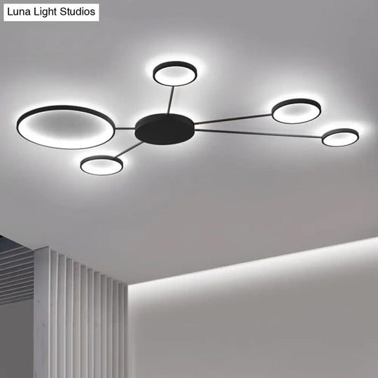 Modern Spoke Design Led Flush Mount Acrylic Ceiling Light In Black/White Warm/White Illumination