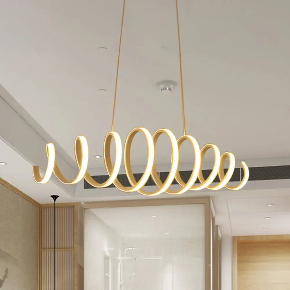 Modern Spring Acrylic Led Pendant Light In White - 27.5’/39’ Wide Ceiling Hanging Fixture / 27.5’