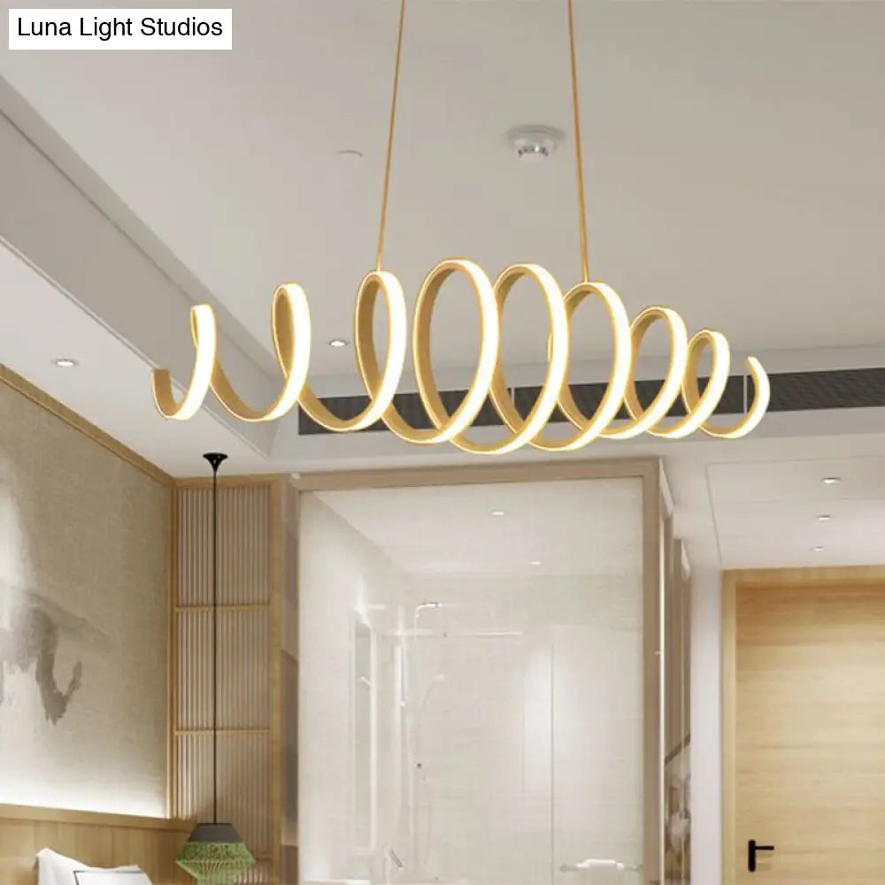 Modern Spring Acrylic Led Pendant Light In White - 27.5’/39’ Wide Ceiling Hanging Fixture