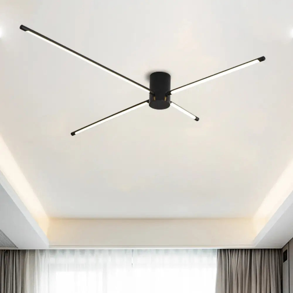 Modern Sputnik Acrylic Semi Mount Led Ceiling Light Fixture - 35.5’/39’ Width Black / 35.5’