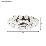 Modern Sputnik Crystal Semi Flush Dining Room Ceiling Lamp - 4 Bulbs Black