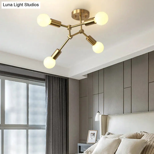 Modern Sputnik Flush Mount Ceiling Light - Stylish Glass Chandelier For Bedroom