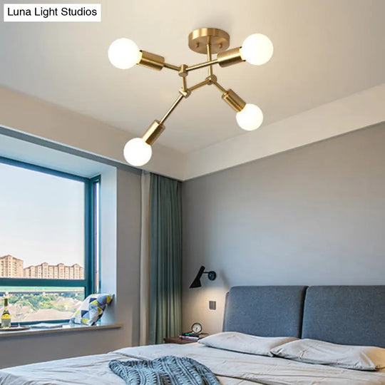 Modern Sputnik Flush Mount Ceiling Light - Stylish Glass Chandelier For Bedroom