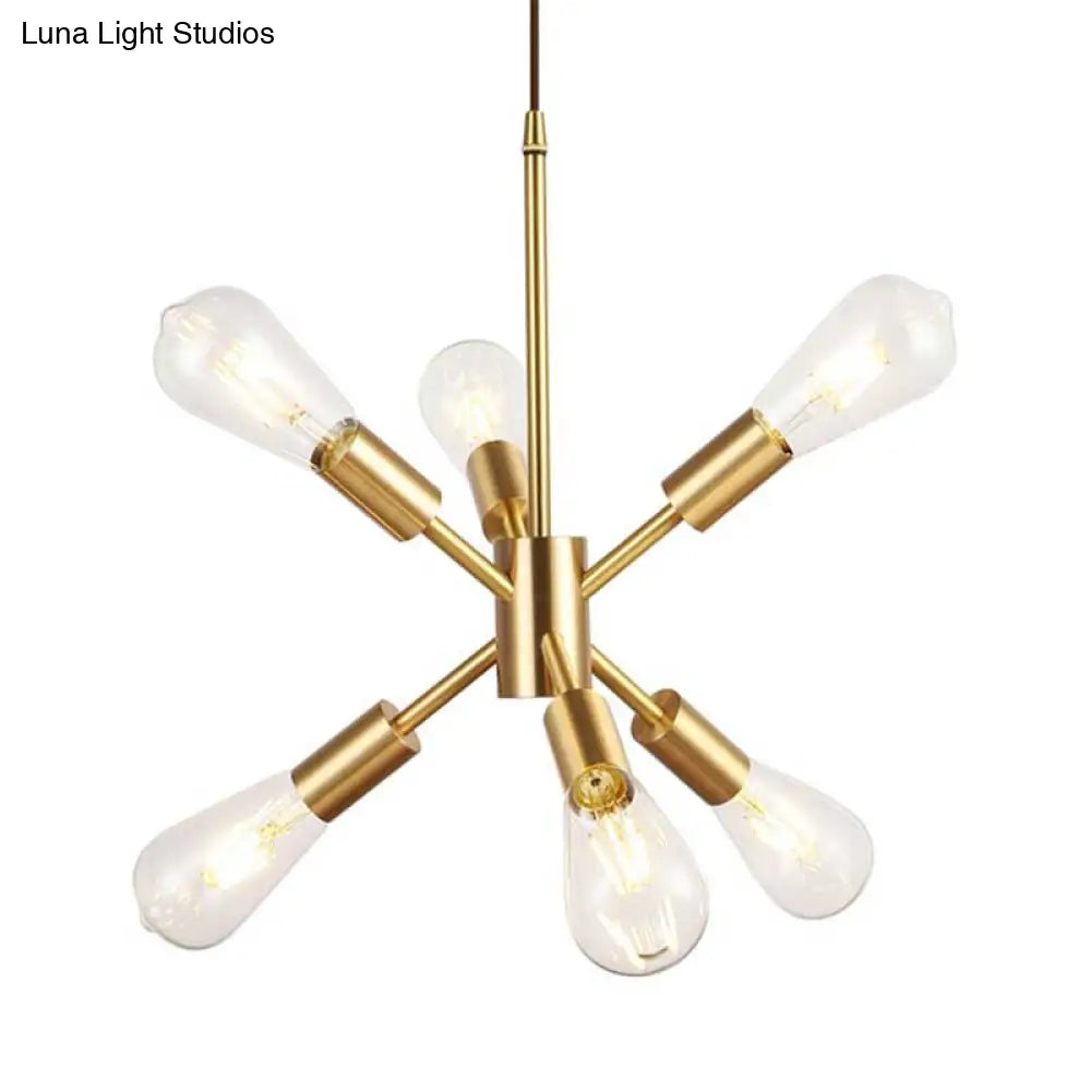 Sputnik Metallic Multi-Light Ceiling Pendant - Loft Style Brass Finish