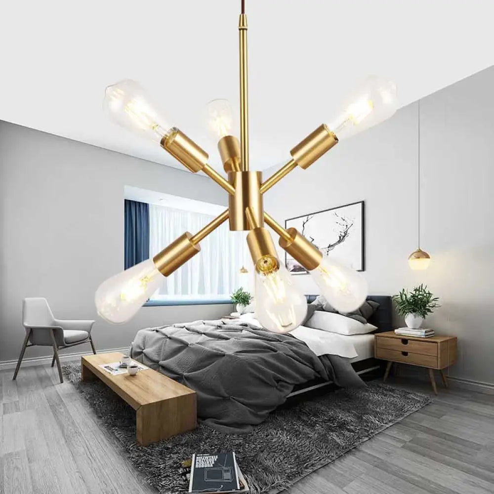 Modern Sputnik Hanging Pendant Light Loft Style Brass Finish