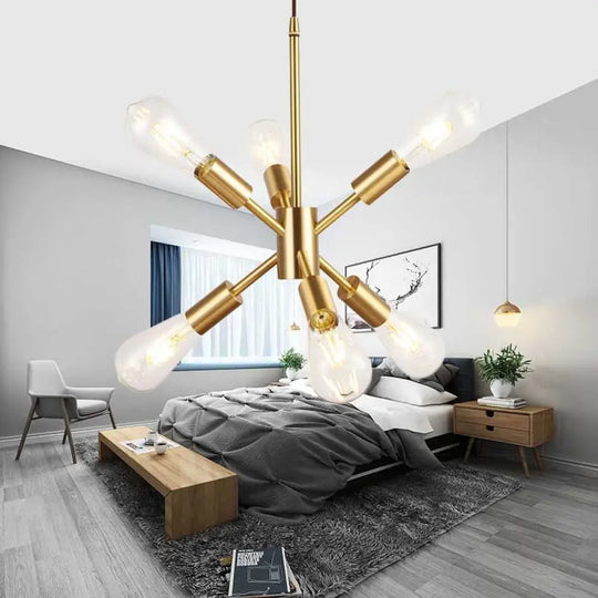 Modern Sputnik Hanging Pendant Light Loft Style Brass Finish