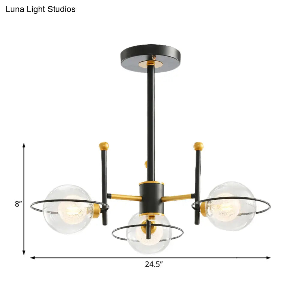 Modern Sputnik Metal Chandelier Light With Clear Glass Ball Shades - 3/6 Lights Black Led Ceiling