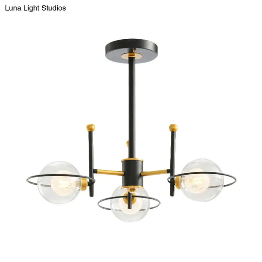 Modern Sputnik Metal Chandelier Light With Clear Glass Ball Shades - 3/6 Lights Black Led Ceiling