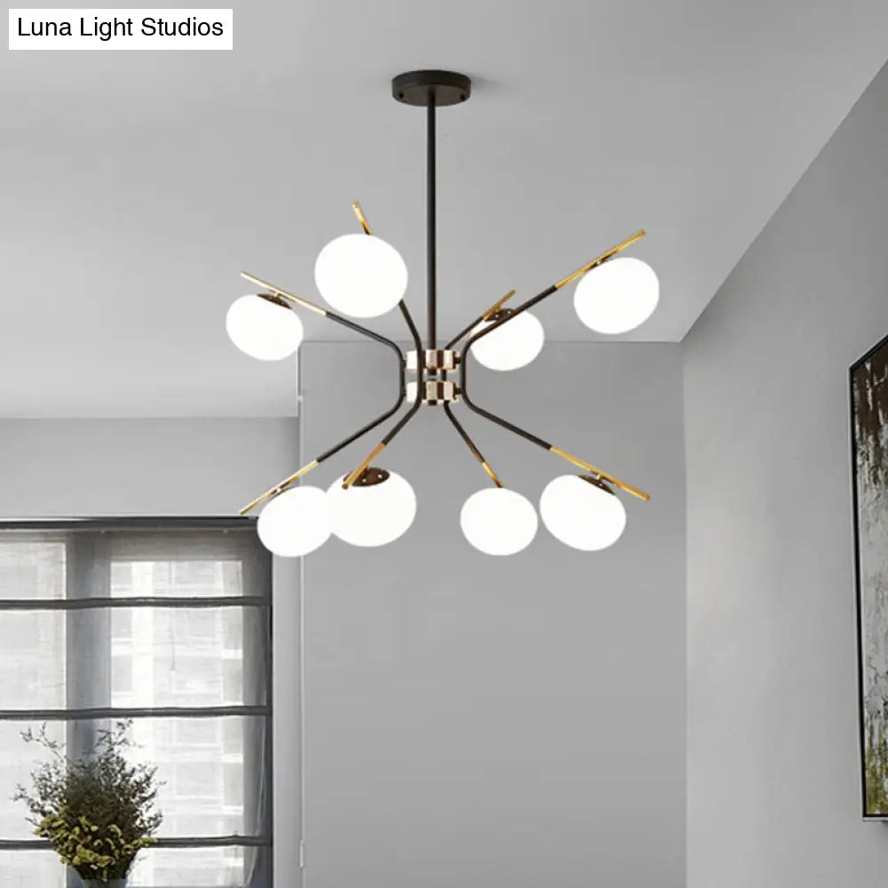 Sputnik Pendant Chandelier: Modern Metal 8-Light Black And Gold Ceiling Lamp With Frosted Glass