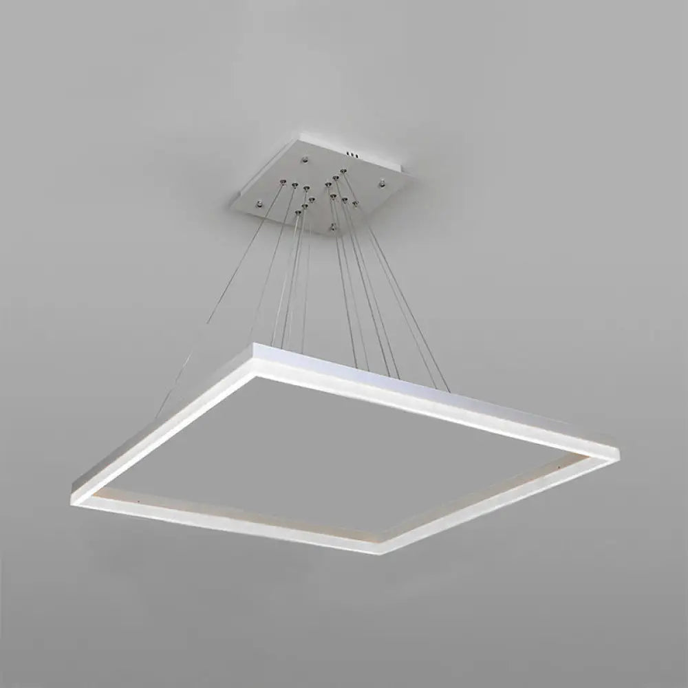 Modern Square Acrylic Chandelier: 1/2/3-Head White Ceiling Light Fixture In Warm/White 1 / Warm