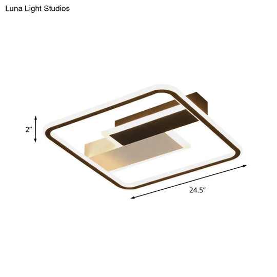 Modern Square Acrylic Flush Mount Led Ceiling Light For Bedroom 18/24.5 Width - Sleek Black And