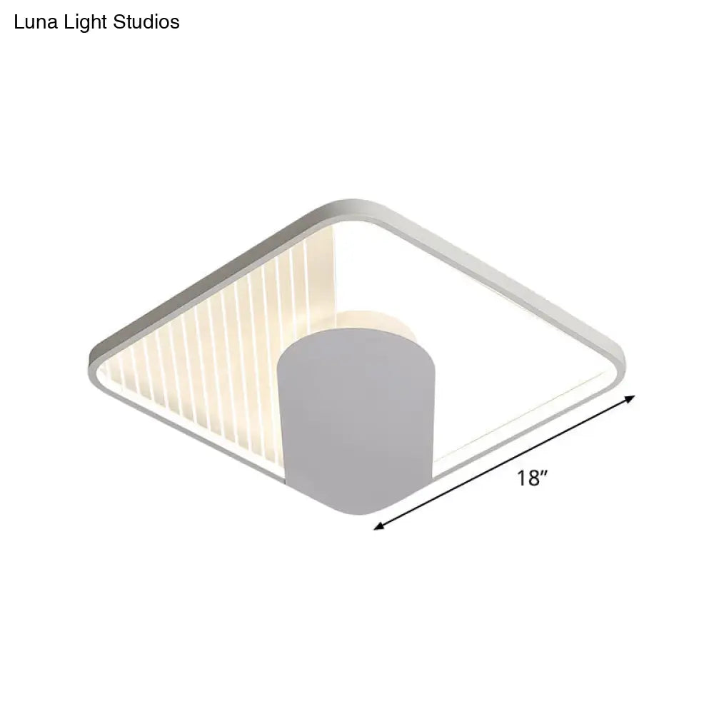 Modern Square Acrylic Led Ceiling Flush Mount Light (18’/21.5’) - Simple White Finish Super
