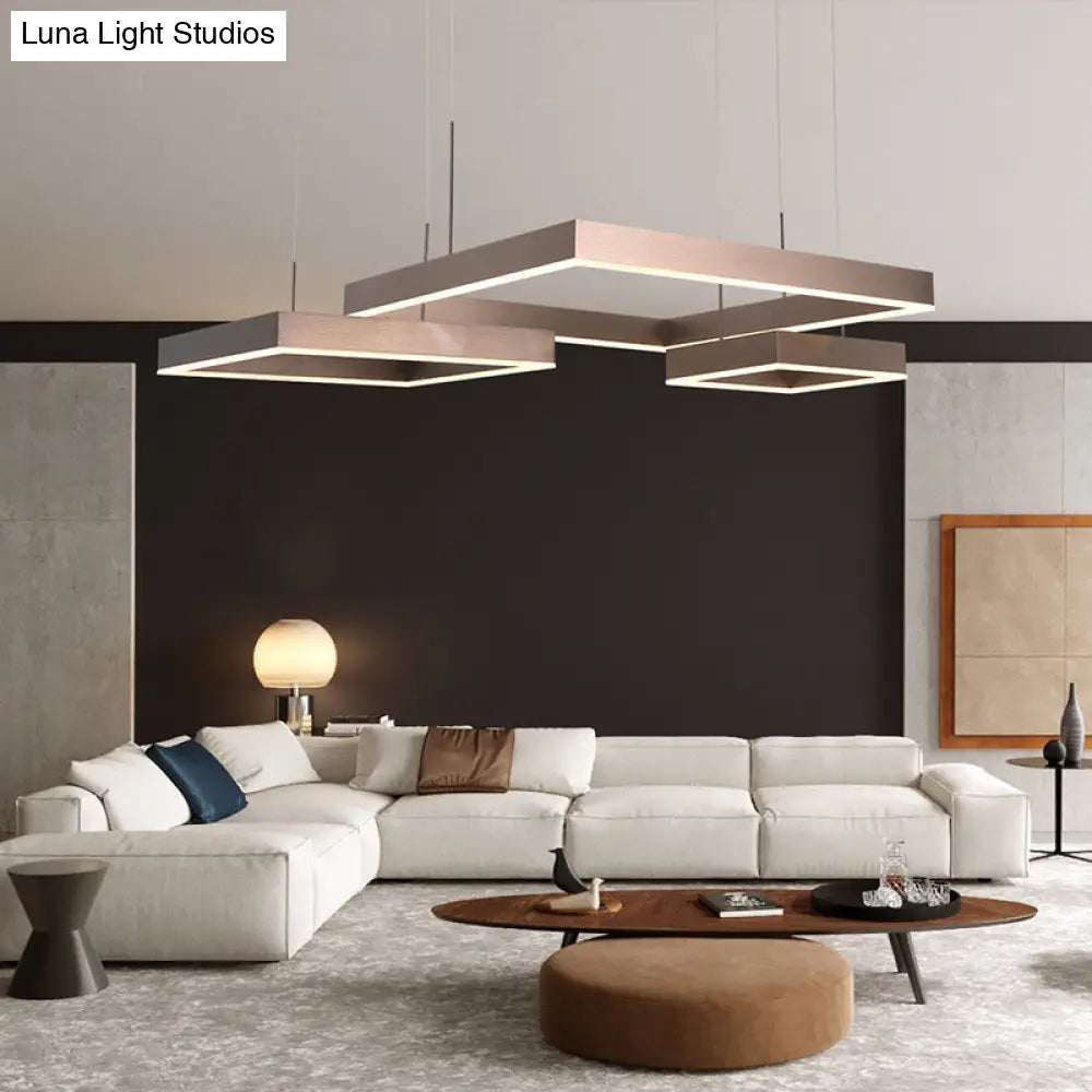 Modern Square Acrylic Led Chandelier - Coffee Finish Pendant Ceiling Light Lighting