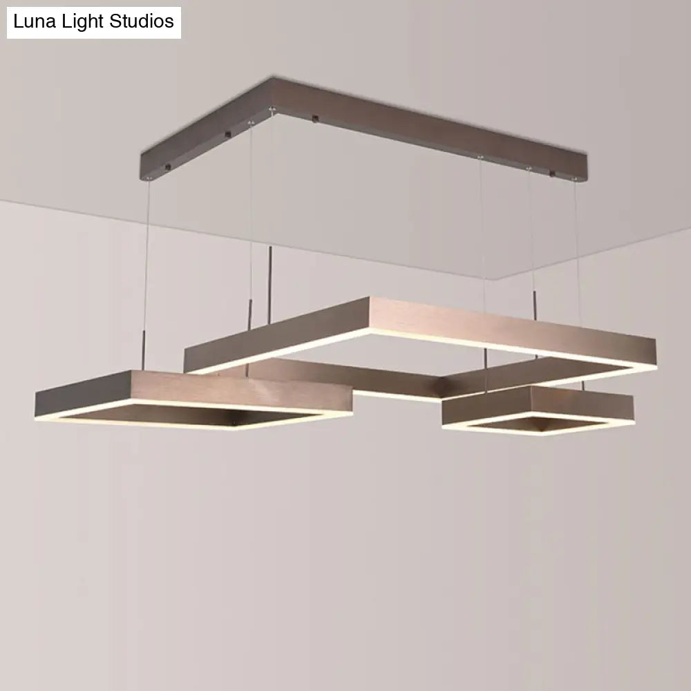 Modern Square Acrylic Led Chandelier - Coffee Finish Pendant Ceiling Light Lighting