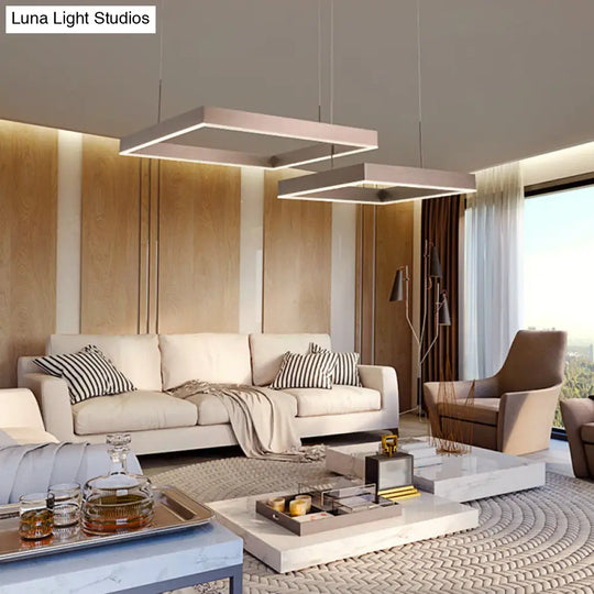 Modern Square Acrylic Led Chandelier - Coffee Finish Pendant Ceiling Light Lighting