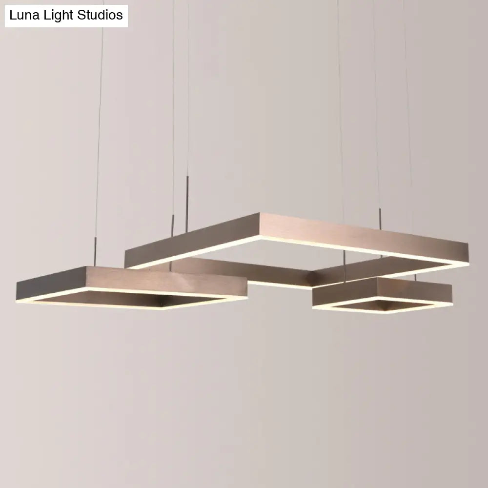 Modern Square Acrylic Led Chandelier - Coffee Finish Pendant Ceiling Light Lighting