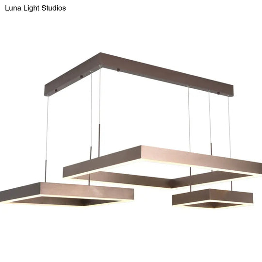 Modern Square Acrylic Led Chandelier - Coffee Finish Pendant Ceiling Light Lighting