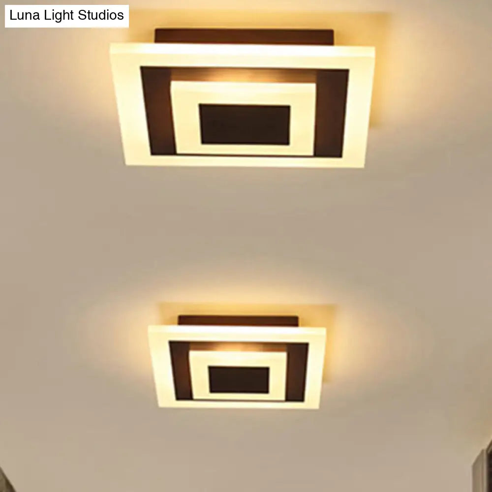 Modern Square Acrylic Led Flush Mount Ceiling Light - Stylish Lamp For Corridors And Kitchens Coffee