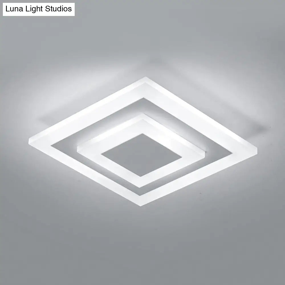 Modern Square Acrylic Led Flush Mount Ceiling Light - Stylish Lamp For Corridors And Kitchens Coffee