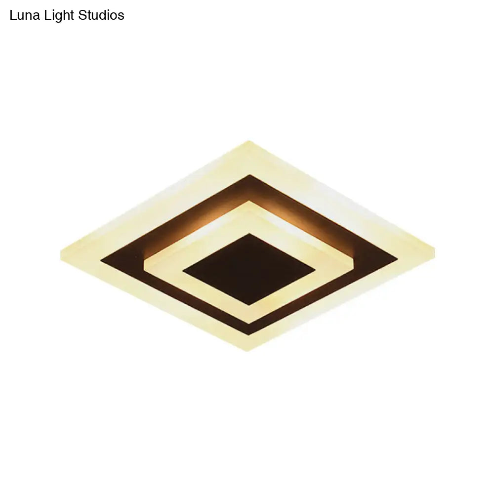 Modern Square Acrylic Led Flush Mount Ceiling Light - Stylish Lamp For Corridors And Kitchens Coffee