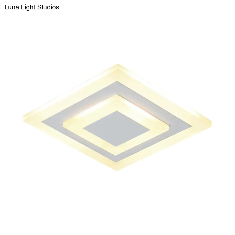 Modern Square Acrylic Led Flush Mount Ceiling Light - Stylish Lamp For Corridors And Kitchens