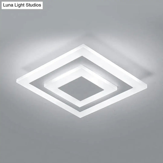 Modern Square Acrylic Led Flush Mount Ceiling Light - Stylish Lamp For Corridors And Kitchens Coffee