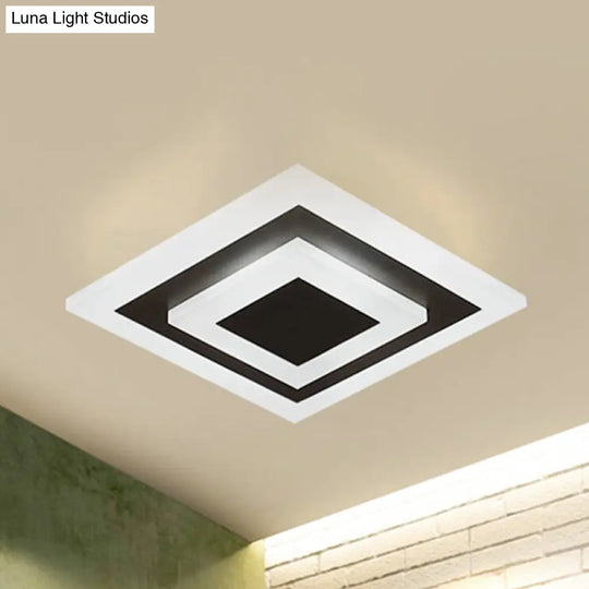 Modern Square Acrylic Led Flush Mount Ceiling Light - Stylish Lamp For Corridors And Kitchens Coffee