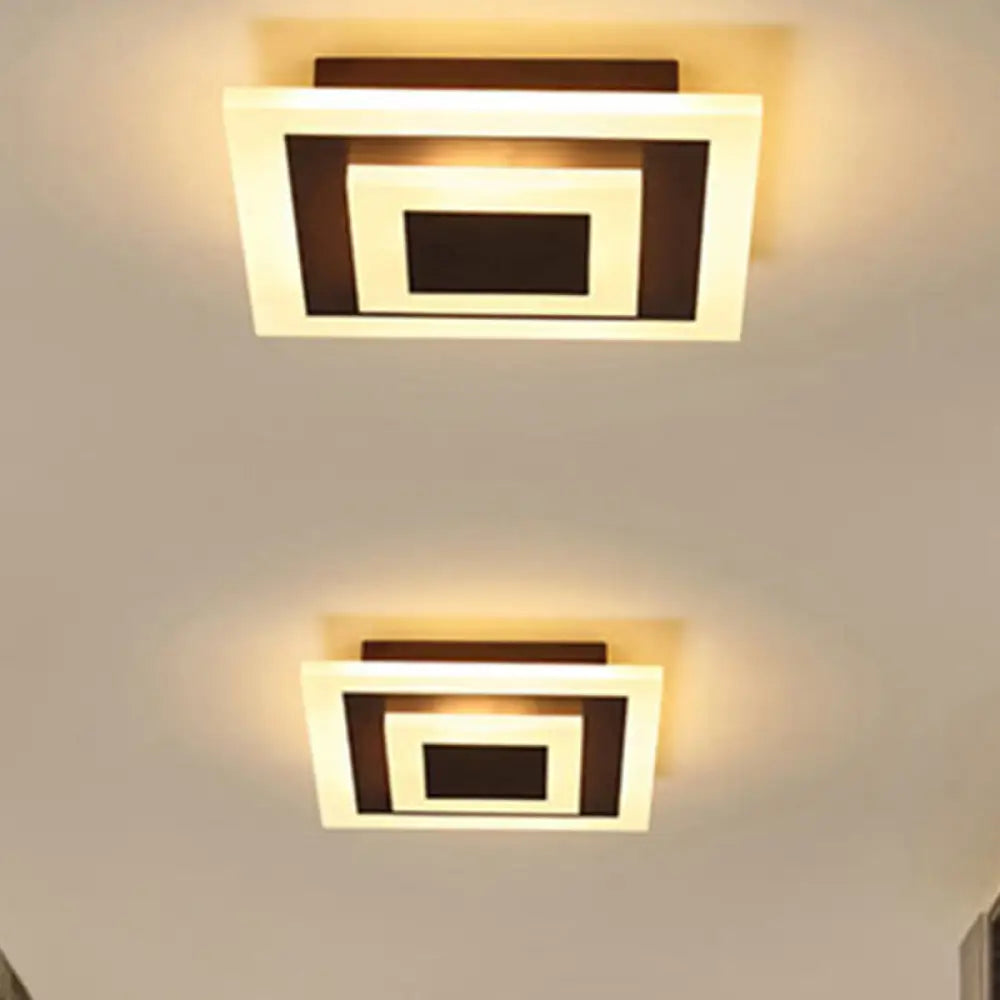 Modern Square Acrylic Led Flush Mount Ceiling Light - Stylish Lamp For Corridors And Kitchens