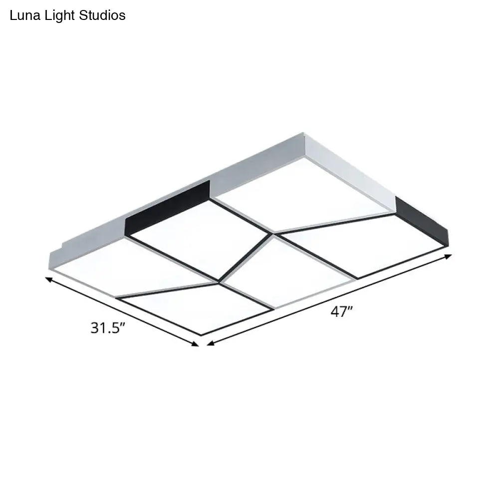 Modern Square Ceiling Light Fixture - 19.5/35.5/47 Acrylic Shade Led Black & White Flush Design For