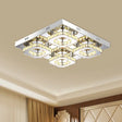Modern Square Crystal Led Restaurant Ceiling Light Fixture - Chrome
