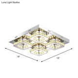 Modern Square Crystal Led Restaurant Ceiling Light Fixture - Chrome