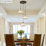 Modern Square Crystal Pendant Light With 3-Bulb Simplicity For Dining Room Ceiling - Black