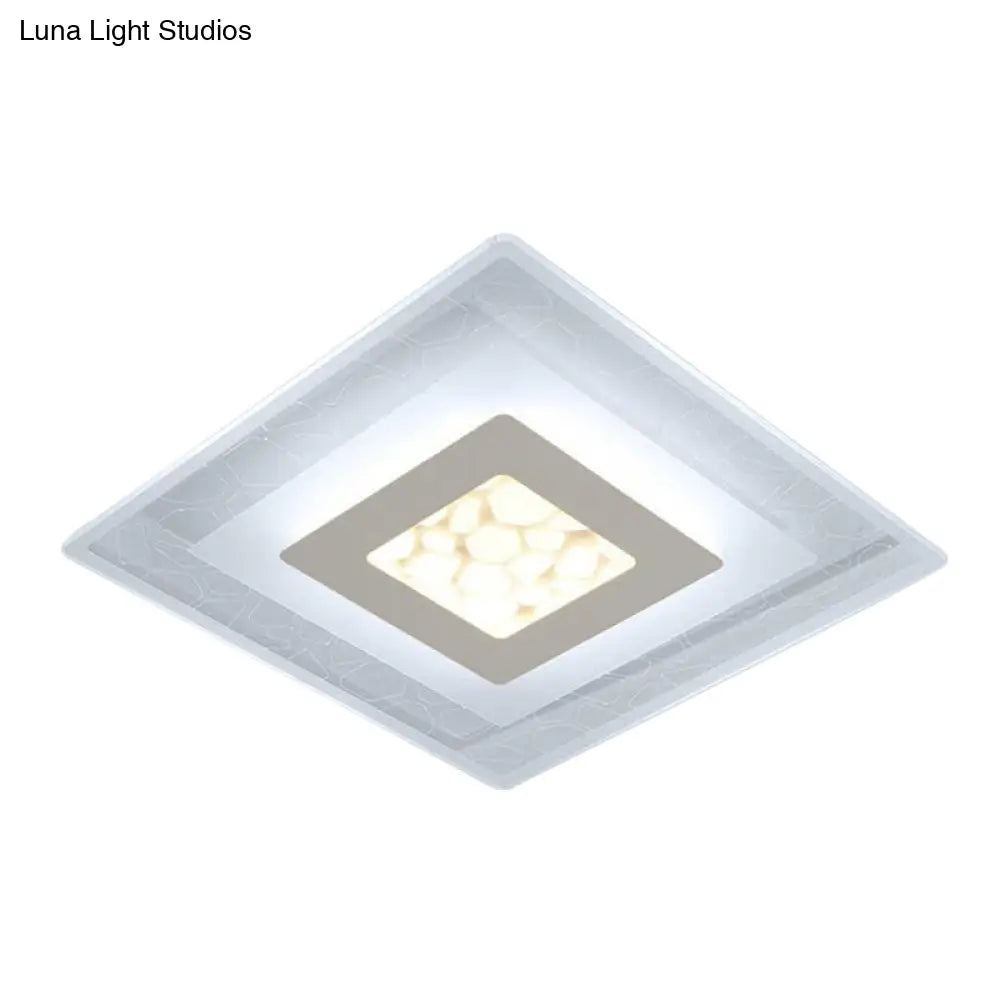 Modern Square Flush Led Ceiling Light Fixture For Bedroom Clear Acrylic Design