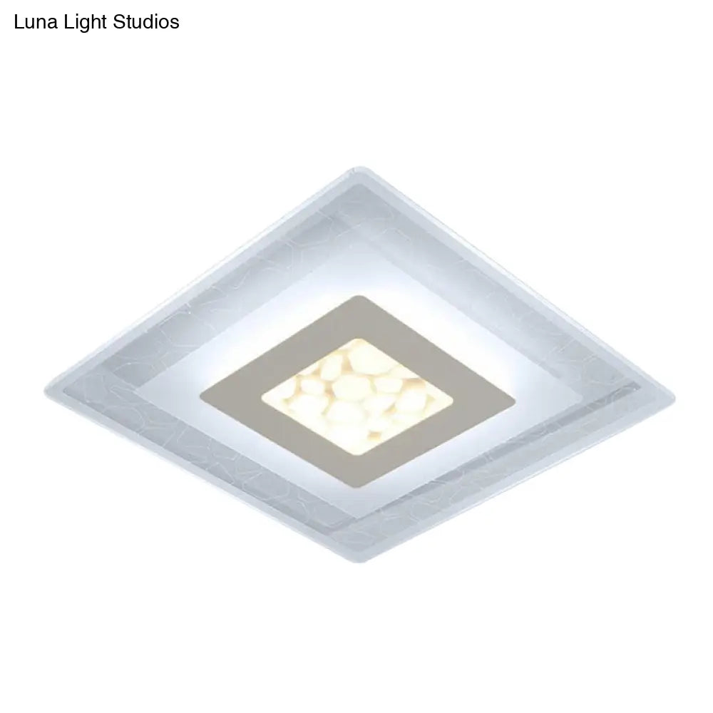 Modern Square Flush Led Ceiling Light Fixture For Bedroom Clear Acrylic Design