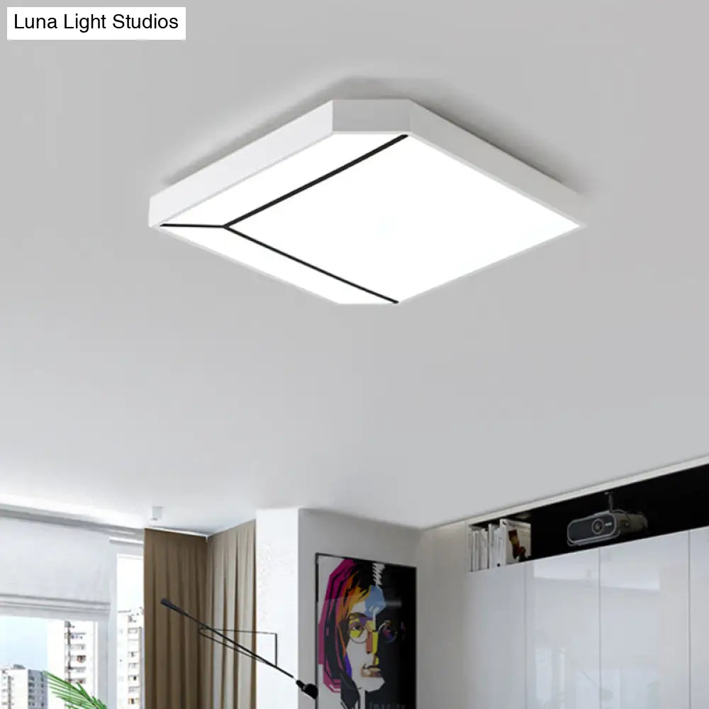 Modern Square Flush Led Ceiling Light In White/Warm - 19/24 Metallic For Living Room