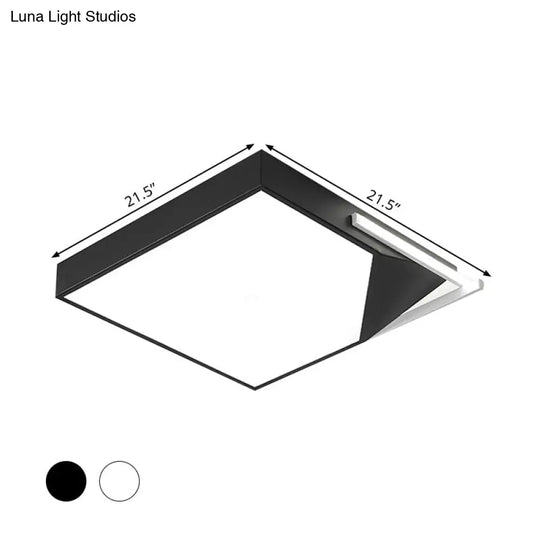 Modern Square Flush Mount Ceiling Light With Acrylic Shade - Black/White Led Fixture For Bedroom