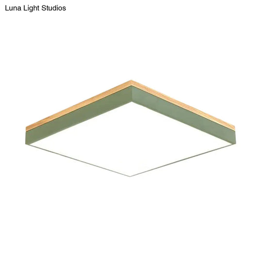 Modern Square Flush Mount Led Green Ceiling Lamp - 12/16/19.5 Wide Acrylic Diffuser