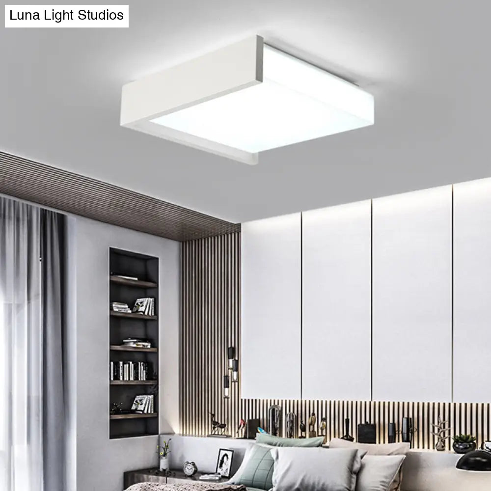 Modern Square Led Ceiling Light With Acrylic Shade - White Bedroom Flush Mount / 16