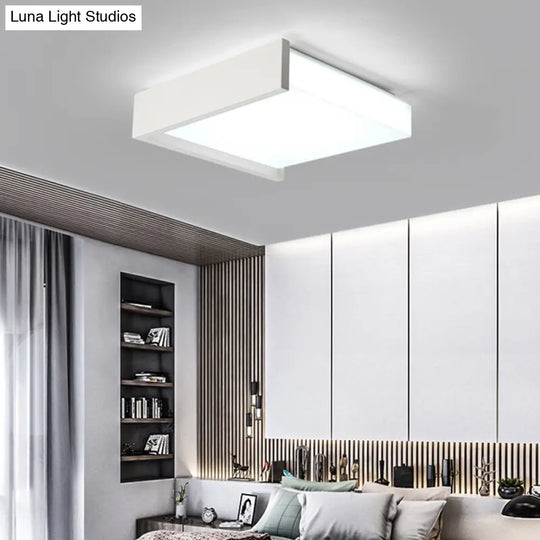 Modern Square Led Ceiling Light With Acrylic Shade - White Bedroom Flush Mount / 16