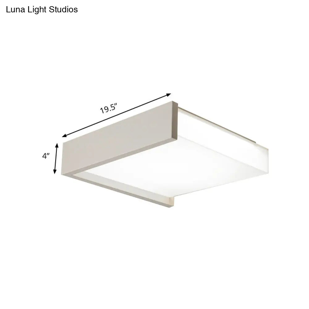 Modern Square Led Ceiling Light With Acrylic Shade - White Bedroom Flush Mount
