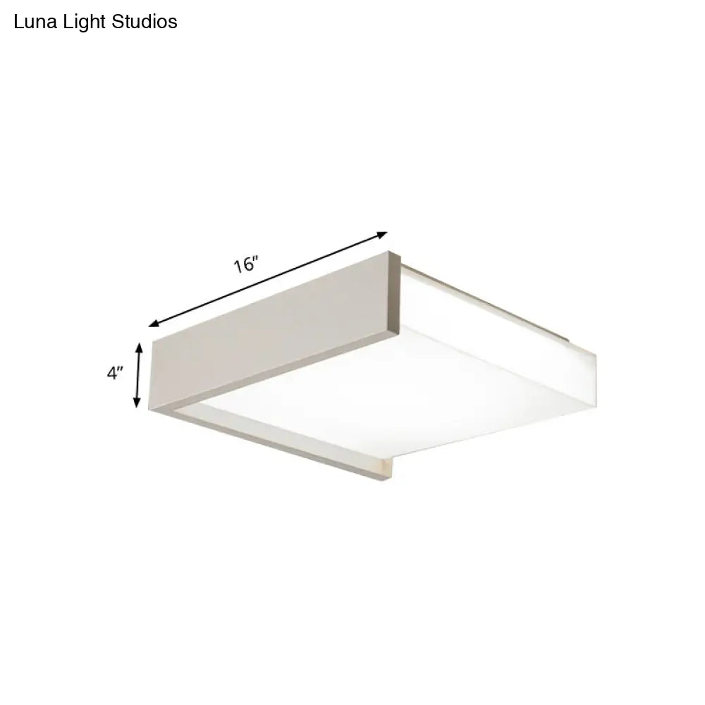 Modern Square Led Ceiling Light With Acrylic Shade - White Bedroom Flush Mount