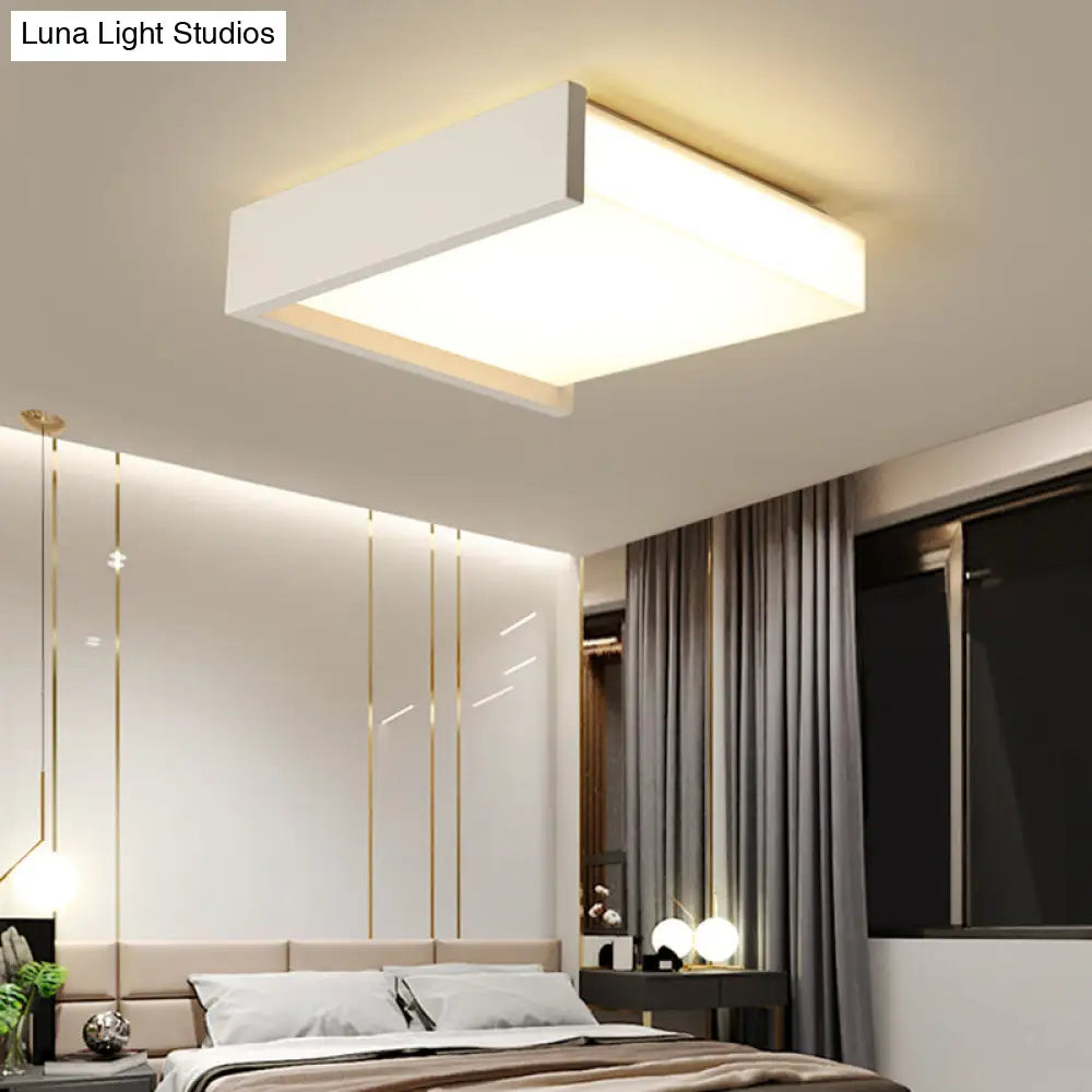 Modern Square Led Ceiling Light With Acrylic Shade - White Bedroom Flush Mount / 16 Warm